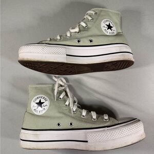 Converse Chuck Taylor All Star Lift Hi Sage Green Platform Sneakers 8